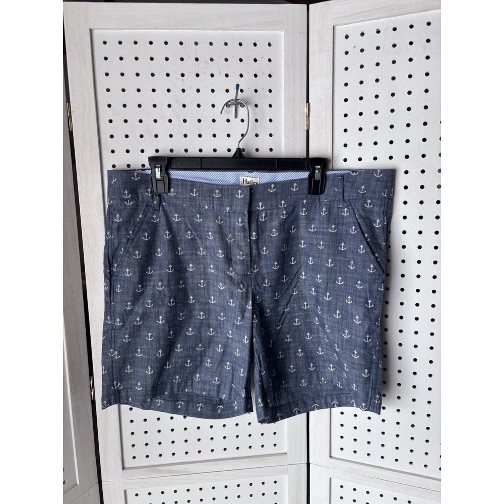 NWT Hatley Chambray Women's Shorts Sz 14‎ Anchor Print Nautical Beachy
